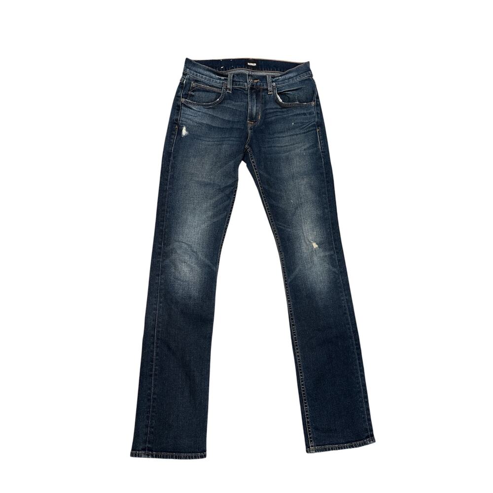 Hudson Byron straight leg mens jeans 29x33, blue medium wash, distressed